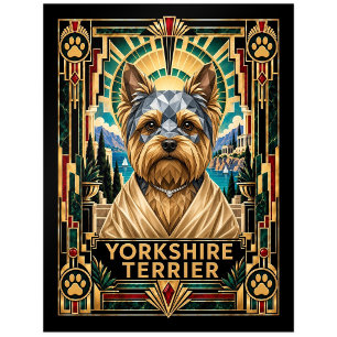 Postal Yorkshire Terrier, perro Art Deco