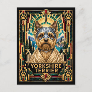 Postal Yorkshire Terrier, perro Art Deco