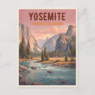 Postal Yosemite California – Valle del Atardecer y Cascad