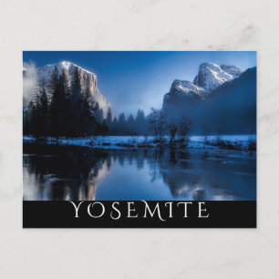Postal Yosemite escénica en invierno