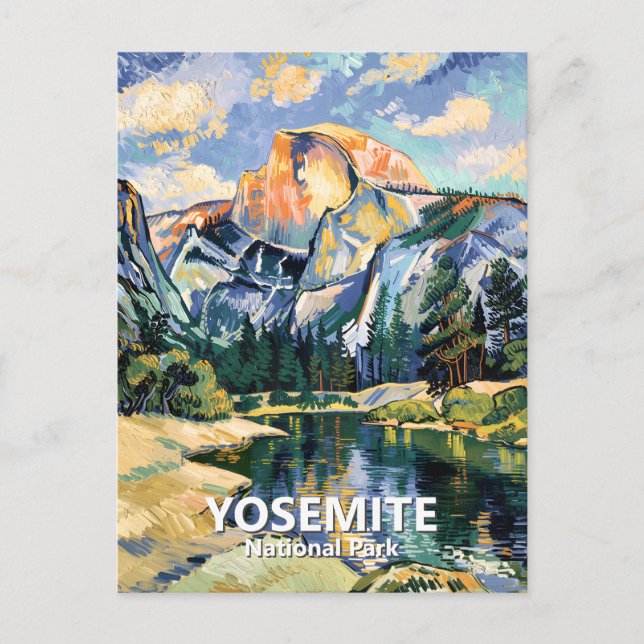 Postal Yosemite Half Dome Colorful Van Gogh Custom Text (Anverso)