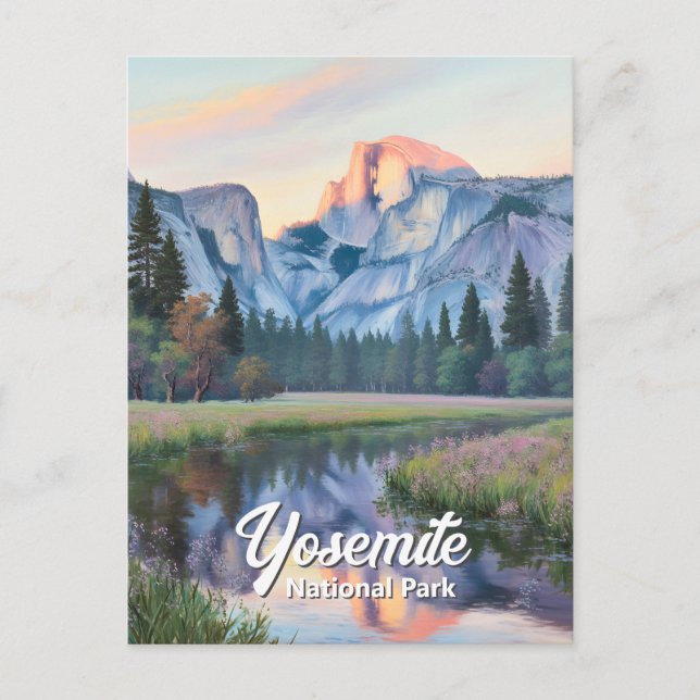 Postal Yosemite Half Dome Sunset Meadow Landscape Custom (Anverso)