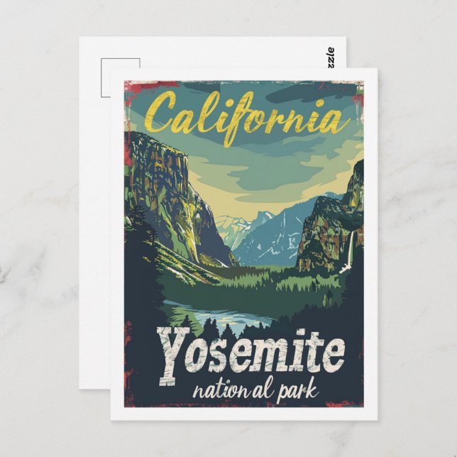 Postal Yosemite Parque Nacional USA Vintage Travel Place (Anverso / Reverso)