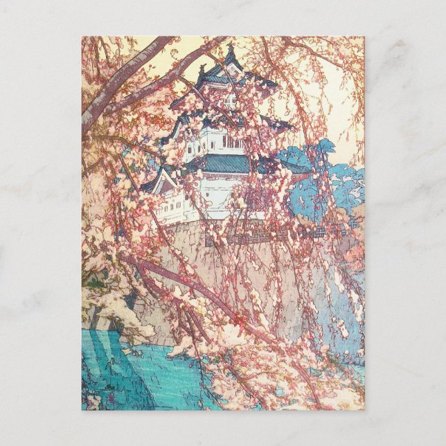 Postal Yoshida Hiroshi Hirosaki Castillo japan shin hanga (Anverso)