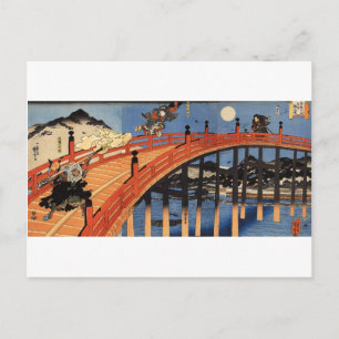 Postal Yoshitsune y Benkei, Kuniyoshi, Ukiyo-e