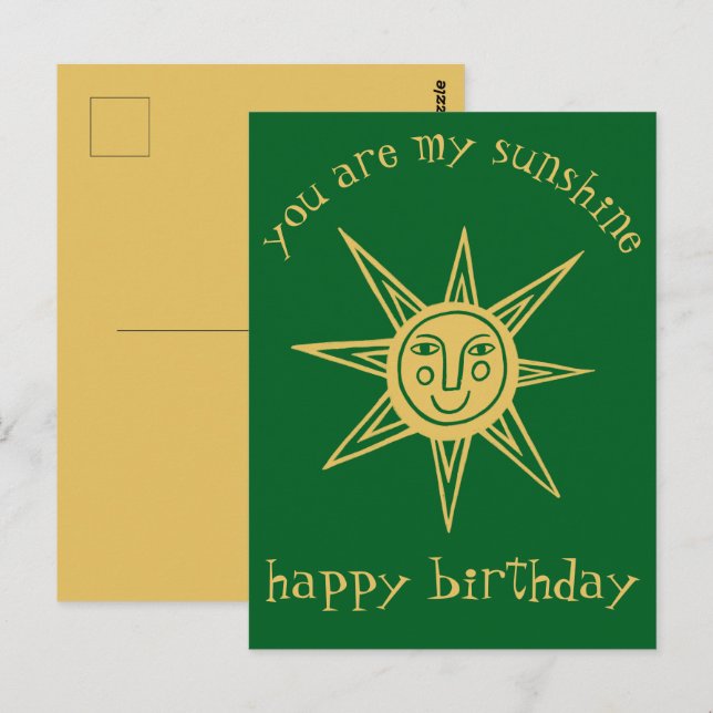 Postal You are my sunshine HAPPY BIRTHDAY CUSTOM (Anverso / Reverso)