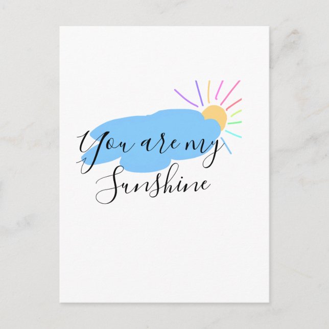 Postal you are my sunshine yellow orange sun rays clouds (Anverso)