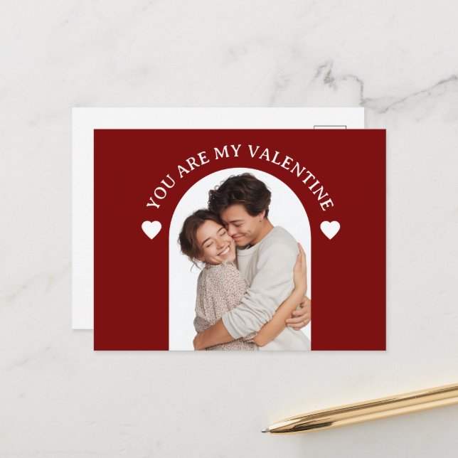 Postal You Are My Valentine Custom Photo Card (Anverso/Reverso In Situ)