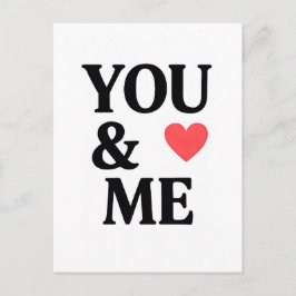 Postal YOU & ME with Heart Minimal Valentine’s Day Typogr
