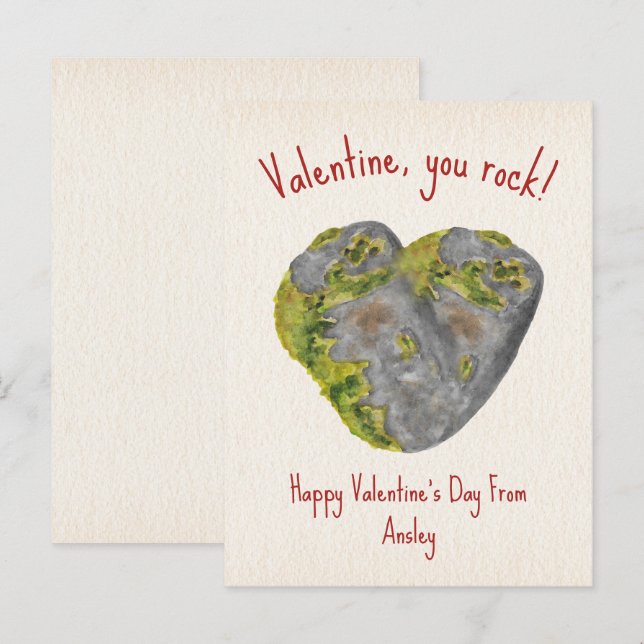 Postal You Rock Heart Kids Classroom Valentine (Anverso / Reverso)