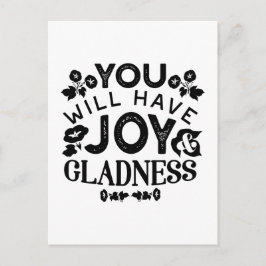 Postal You Will Have Joy and Gladness Inspirational Quote