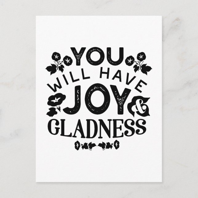 Postal You Will Have Joy and Gladness Inspirational Quote (Anverso)