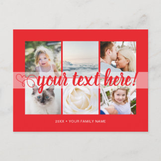 Postal Your custom text 6 photos collage universal