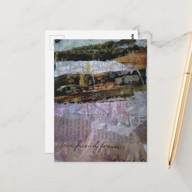 Postal Your Friend Forever mixed media collage (Anverso/Reverso In Situ)
