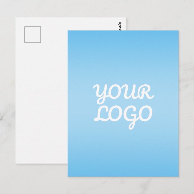 Postal Your Logo & Modern Simple Ombre | Light Blue (Anverso / Reverso)