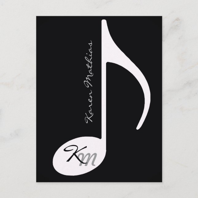 Postal your name music note black (Anverso)