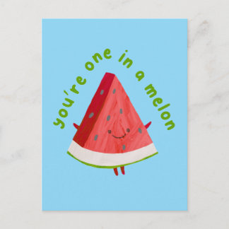 Postal Your'e One in a Melon Cute Funny Watermelon Pun