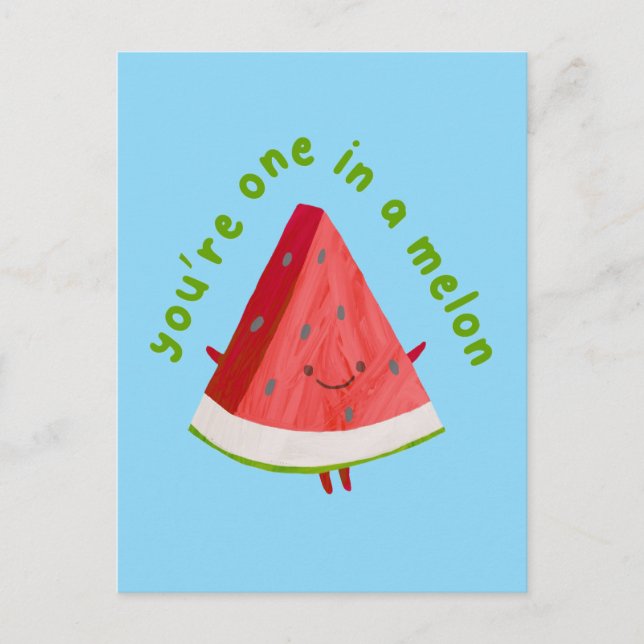 Postal Your'e One in a Melon Cute Funny Watermelon Pun  (Anverso)