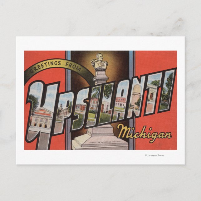 Postal Ypsilanti, Michigan - Escenas de letras grandes (Anverso)