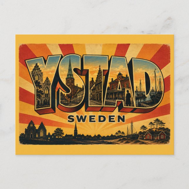 Postal Ystad Suecia Pueblo de Wallander (Anverso)