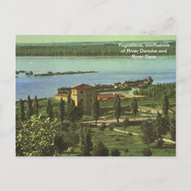 Postal Yugoslavia, confluencia del río Danubio, río Salva (Anverso)