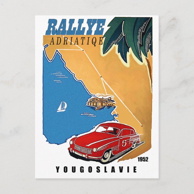 Postal Yugoslavia, manifestación del Adriático, auto clás (Anverso)