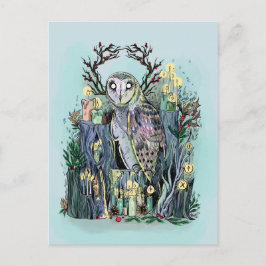 Postal Yule Winter Solstice Barn Owl con carreras