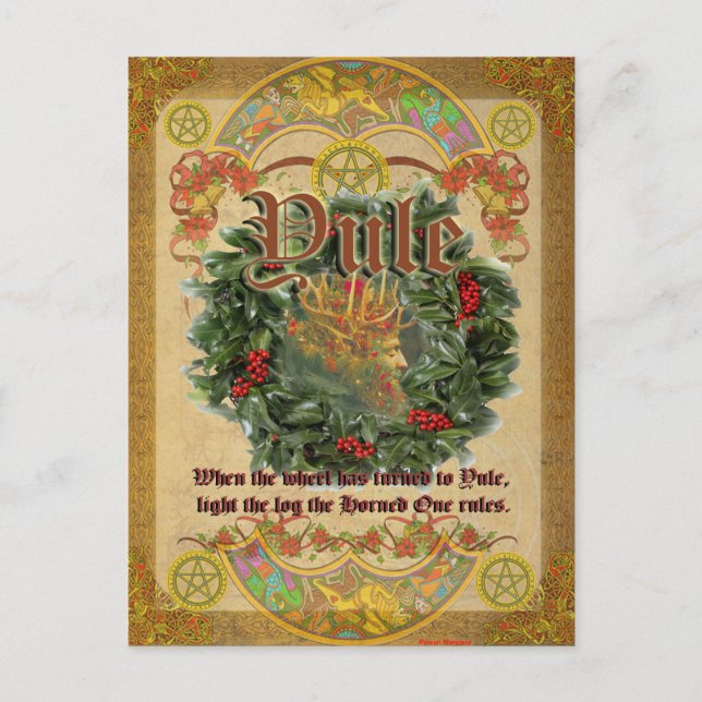 Postal Yule Winter Solstice Pagan Fantasy Art Postcard (Anverso)