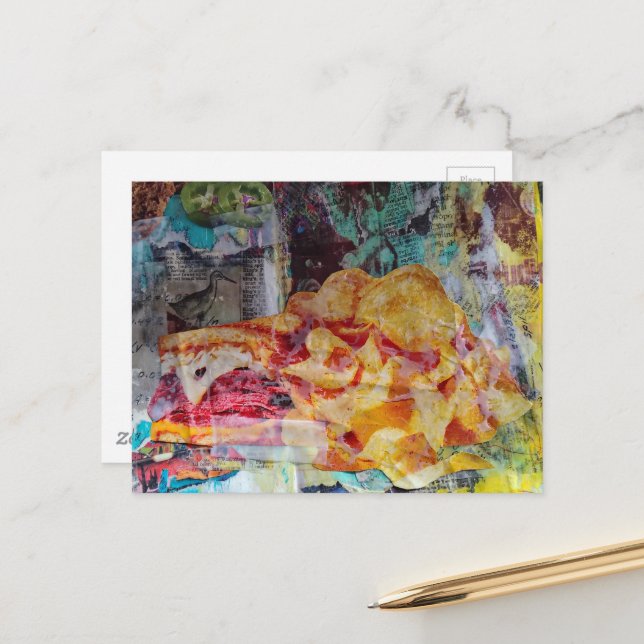 Postal yummy sandwich and chips junk journal Collage (Anverso/Reverso In Situ)