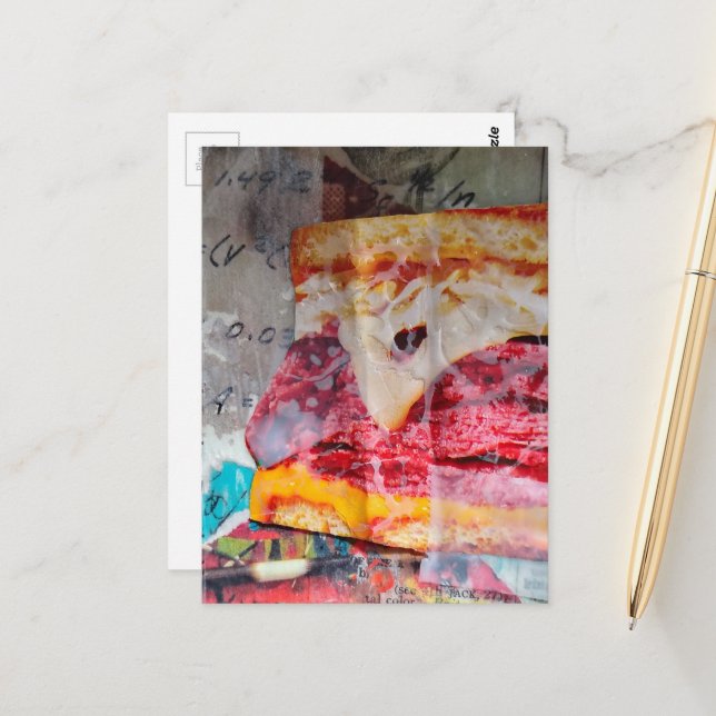 Postal yummy sandwich junk journal Mixed Media Collage (Anverso/Reverso In Situ)