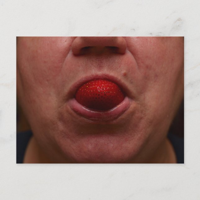 Postal Yummy, yum, yum... fresa! (Anverso)