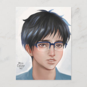 Postal Yuri sobre el arte fanático del hielo Yuuri