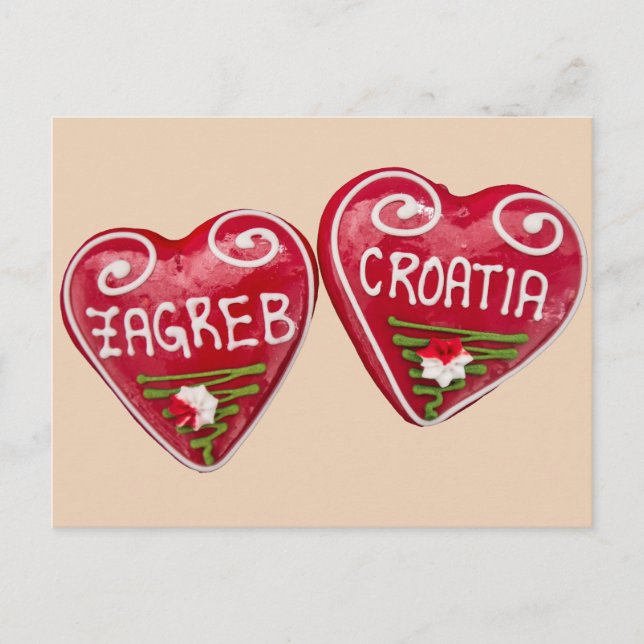 Postal Zagreb, Croacia: Libreto con forma de corazón (Anverso)