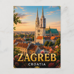 Postal 📍 Zagreb Croacia Recuerdo de viaje Ciudad Viajero