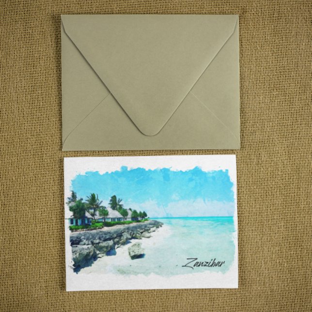 Postal Zanzíbar Tansania Tropical Retro Viaje Vintage (zanzibar tropical beach postcard)