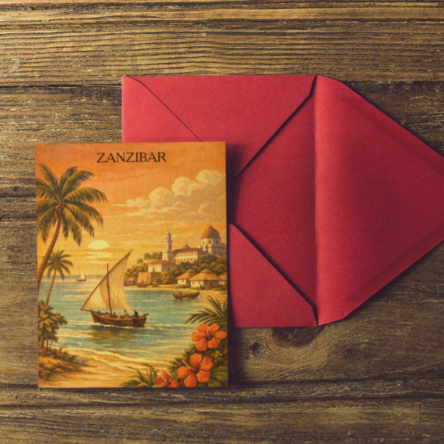 Postal Zanzibar Tropical Vintage Travel Art (Zanzibar Tropical Vintage Travel Art Postcard)