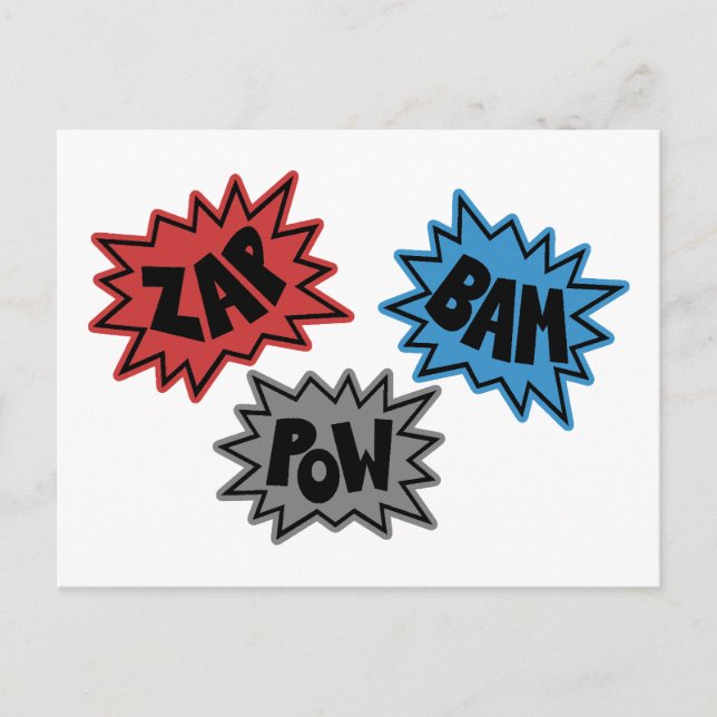 Postal ZAP BAM POW Comic Sound FX - Original (Anverso)