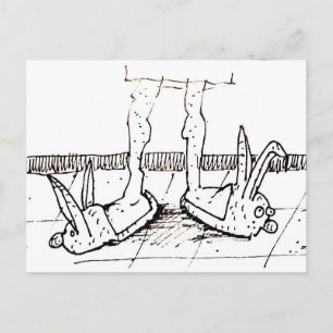 Postal Zapatillas divertidas de conejo de dibujos animado