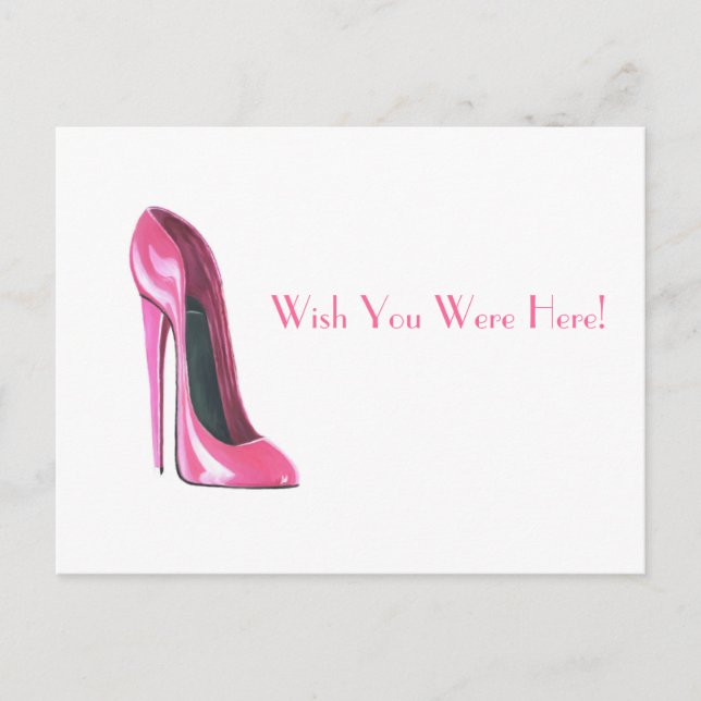 Postal zapato de estilete rosa (Anverso)
