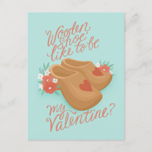 Postal Zapato de madera ser mi San Valentín