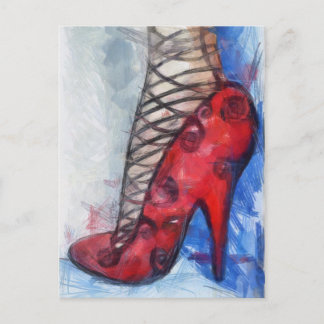 Postal Zapato de tango rojo