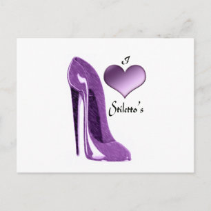 Postal Zapato lilaco lúcido y corazón 3D
