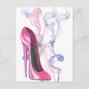 Postal Zapato rosado de Stiletto