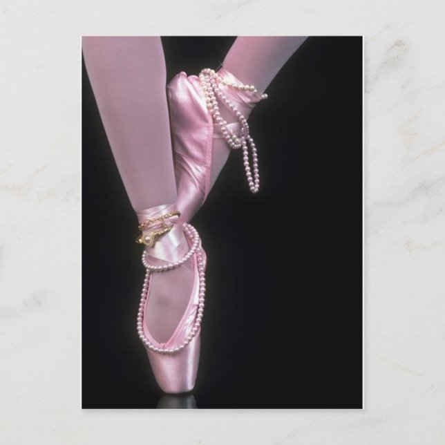 Postal zapatos de pies de ballet rosado (Anverso)