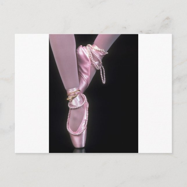 Postal zapatos de pies de ballet rosado (Anverso)