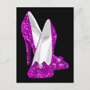 Postal Zapatos de Tacón Alto Stileto Brillo Rosa