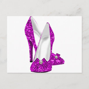 Postal Zapatos de Tacón Alto Stileto Brillo Rosa
