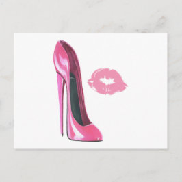 Postal Zapatos rosados y labios rosados