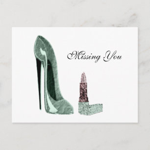 Postal Zapatos y pintalabios verdes