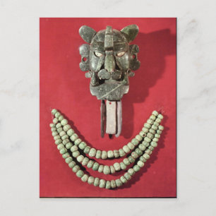 Postal Zapotec pectoral la forma de máscara que represent